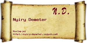 Nyiry Demeter névjegykártya